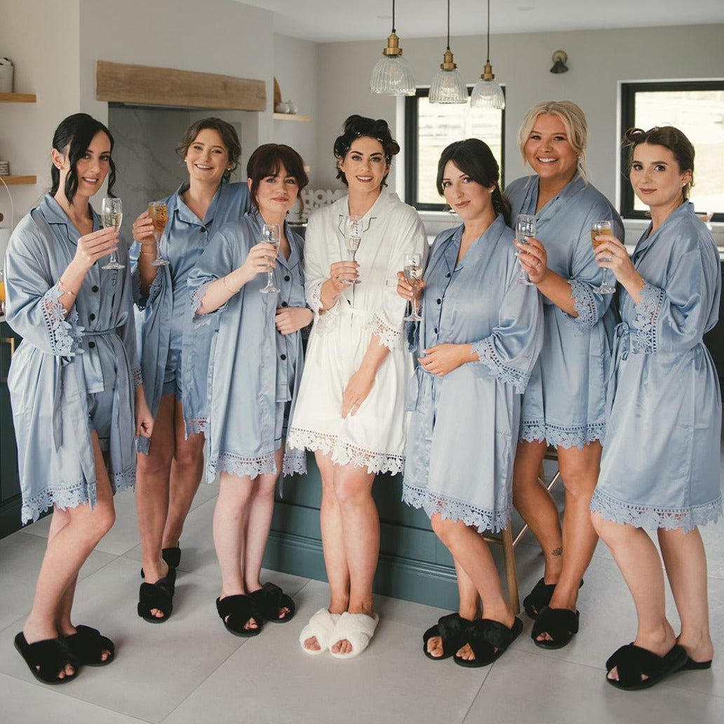 Deluxe Bridal Party Package (Robe, PJs, Flute, Deluxe Fluffy Slippers, Giftbox)