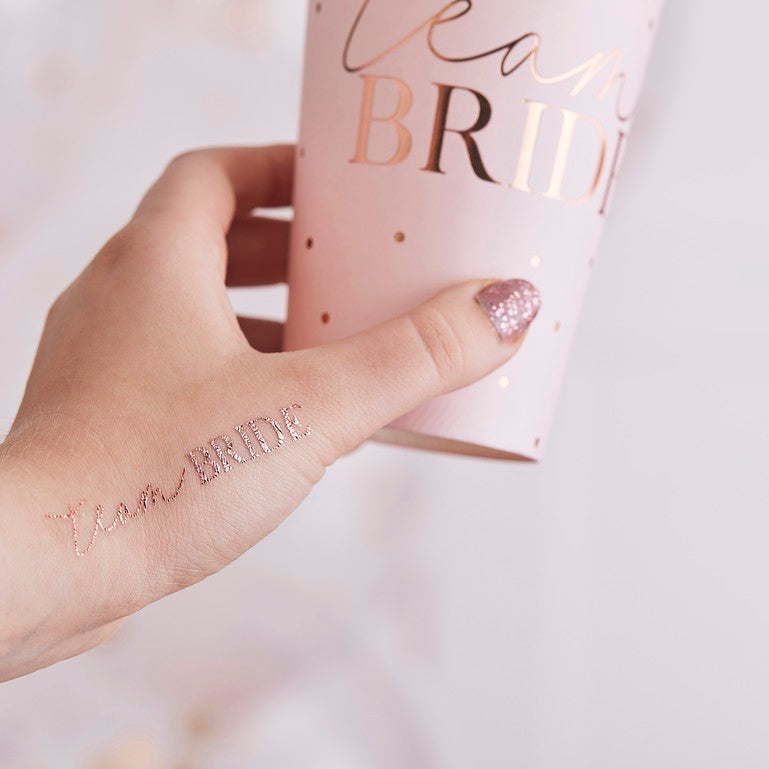 Rose Gold Team Bride Hen Party Tattoos (Pack of 16)