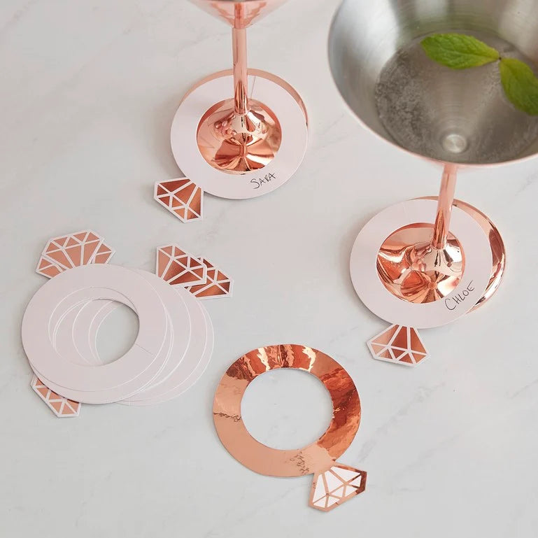 Rose Gold Ring Shaped Drink Markers (x10)