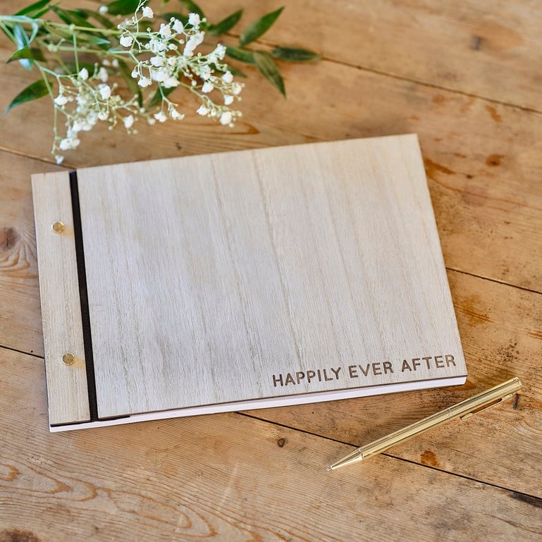 Wooden Best Day Ever Wedding Guest Book