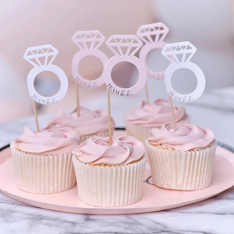 Team Bride Hen Party Ring Cupcake Toppers (x12)