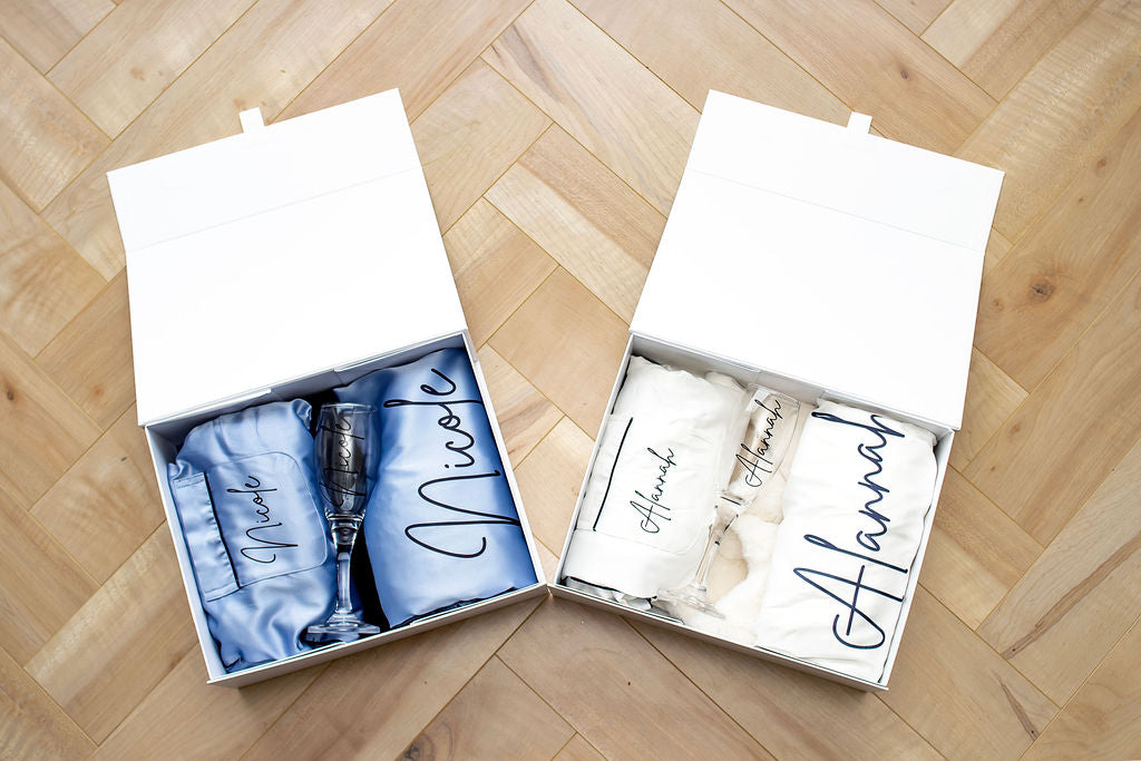 Bridal Party Gift Box - PJs, Flute, Deluxe Slippers & Giftbox