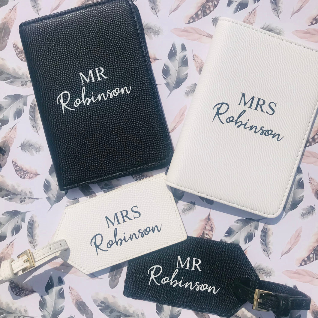 Mr & Mrs Luggage Tag and Passport Cover